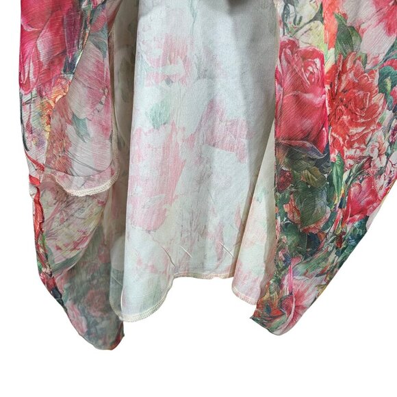 Calstyle White Coral Floral Sleeveless Lined Babydoll Tunic Top Size 2X - Picture 8 of 9